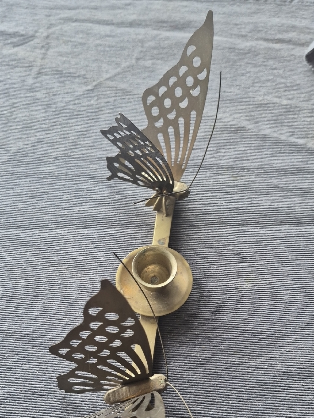 Vintage Brass Butterfly Candle Holder